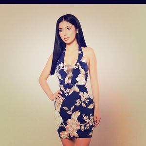 A floral bodycon dress